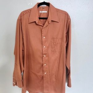 Geoffrey Bean Satin Dress Shirt Rust XL 17 Sleeves 34/35